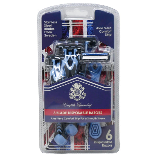 6pc 3-BLADE S.STEEL DISPOSABLE RAZOR ENGLISH LAUNDRY C/P 72