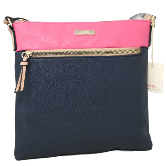2-TONE NAVY/PINK PEBBLE CROSSBODY C/P 20