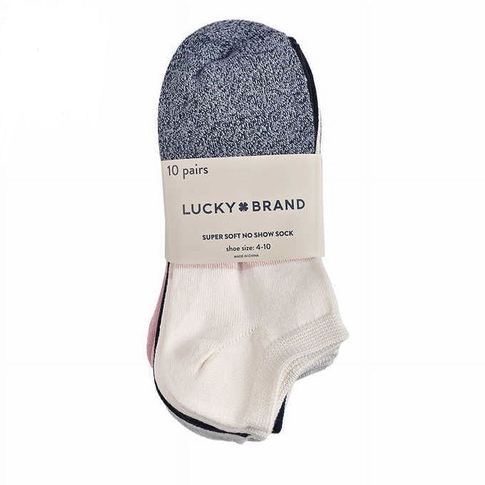 10pk WOMEN LUCKY BRAND COLORBLOCK NS SOCKS SIZE 9-11 C/P 24