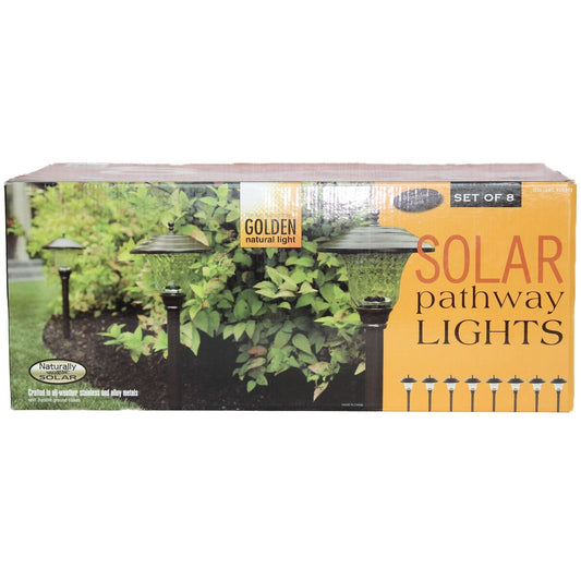 8pc BLACK SOLAR PATHWAY LIGHTS C/P 1