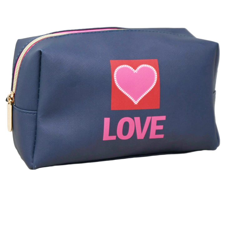 *OUTSIDE OF CA* LARGE BLUE RECTANGLE COSMETIC BAG FRENCH BULL C/P 40