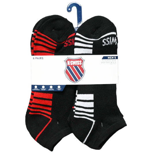 6pk K-SWISS MEN LOW CUT HF CSH MESH SOCKS C/P 36