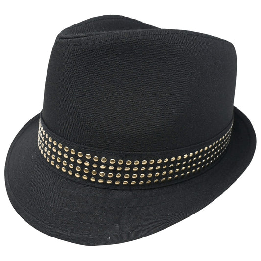 Fedora Hat 4 Gold Rows Stud Band C/P 48 Nicole Marciano