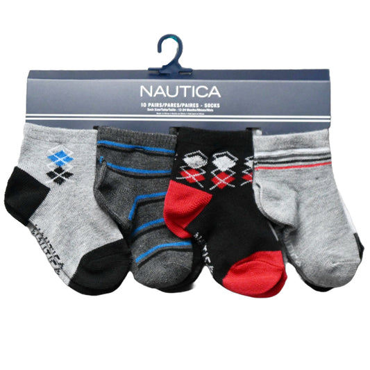 10pk BOYS NAUTICA ARGYLE QTR SOCKS C/P 60