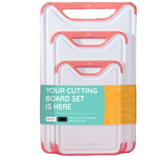 3pc PINK/WHT CUTTING BOARD SET C/P 8