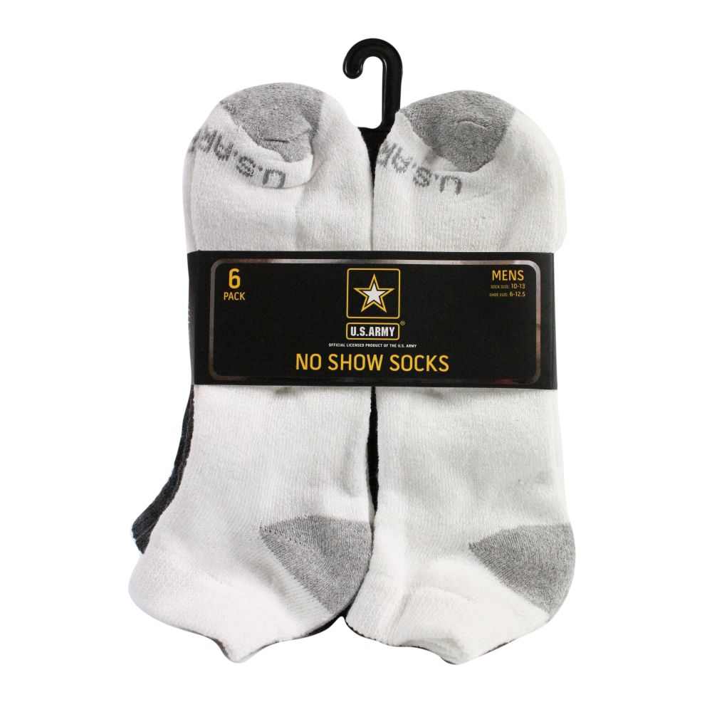 6pk US ARMY ASSORTED NO SHOW SOCKS C/P 36