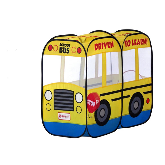 School Bus Pop Up Play Tent Mesh Windows & Opening Flap Entrance C/P 12
