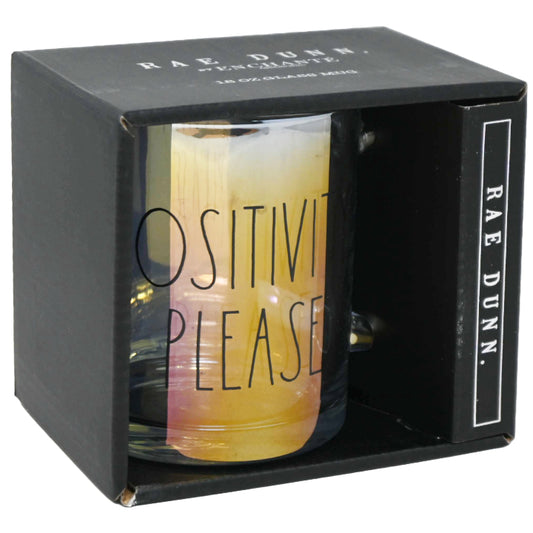18oz POSITIVITY PLEASE MUG RAINBOW GLASS C/P 16