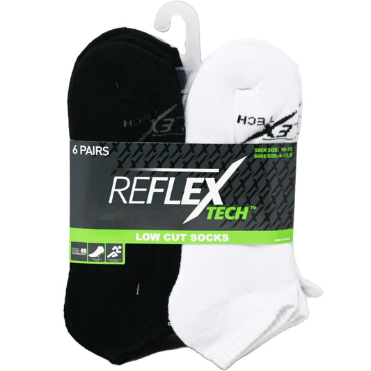 6pk MEN WHT/BLK CUSHIONED LOW CUT SOCKS SIZE 10-13 C/P 36