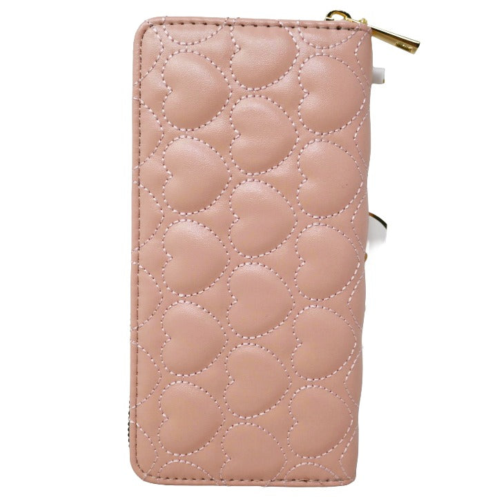 PNK QUILT HEART ZIP WALLET (NO UPC, HAS PROP 65 LABEL) C/P 50