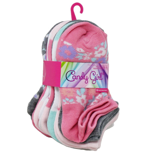10pk CG SOFT FLORAL NS SOCKS W/BONUS SIZE 4-6 C/P 60