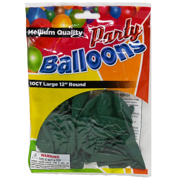 10ct HELIUM QUALITY HUNTER GREEN PARTY BALLOONS C/P 48