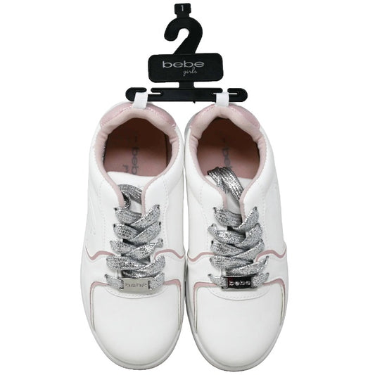 GIRLS BLUSH COURT LOW TOP SNEAKER wPIECING & EMBOSS SCRIPT BEBE 6-ASST SIZE C/P 12