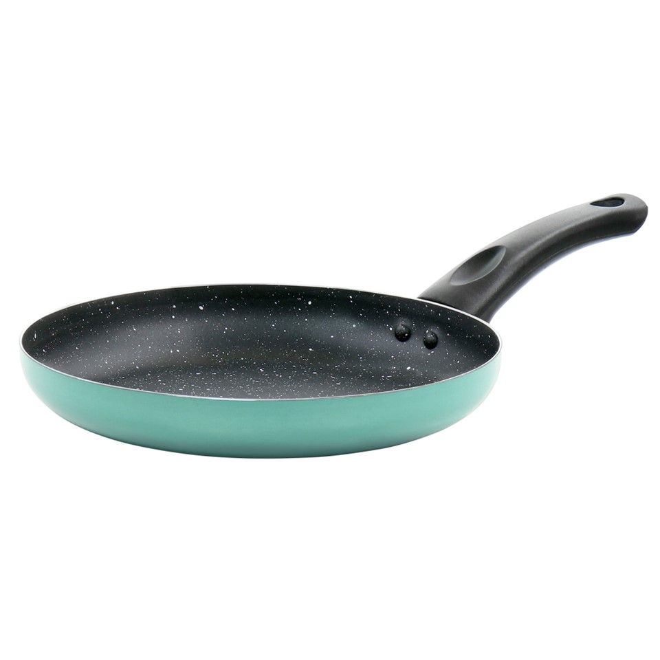 9.5" TEAL ALUMINUM OSTER LUNETA FRY PAN SPECKLESS MARBLE W/BAKELITE HANDLE (NON-STICK, 2.0mm) C/P 12