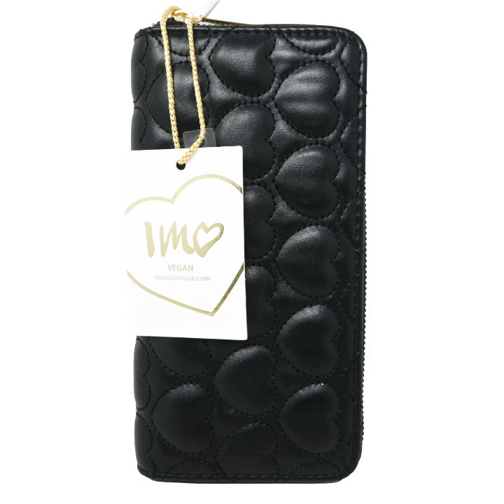 BLK QUILT HEART ZIP WALLET (NO UPC, HAS PROP 65 LABEL) C/P 50