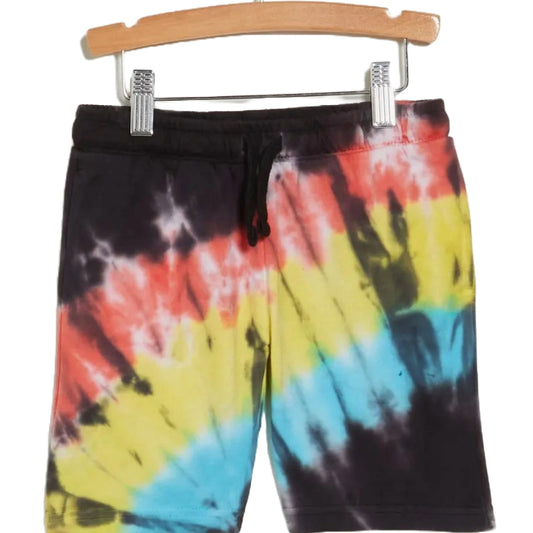 BOYS RAINBOW TIE DYE SIZE 4-7 FRENCH TERRY PULL ON SHORT C/P 24