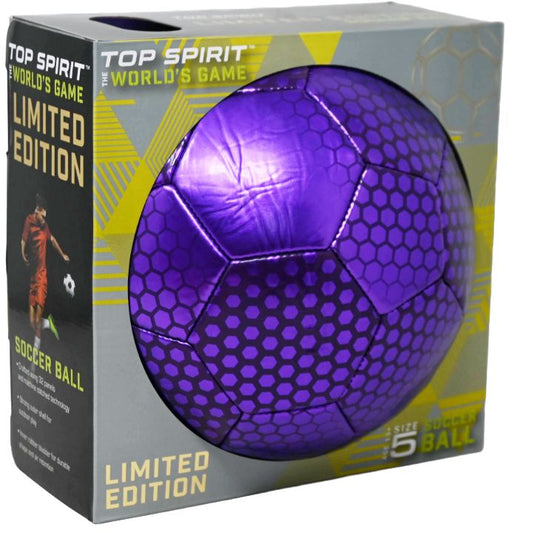 TOP SPIRIT SIZE 5 VIOLET SOCCER BALL W/ METALLIC HONEYCOMB INFLATED/BOXED C/P 12