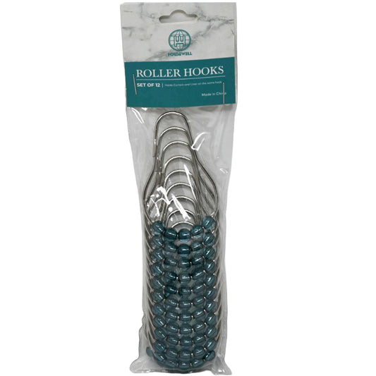 12pc LT. BLUE METAL ROLLER HOOKS C/P 72