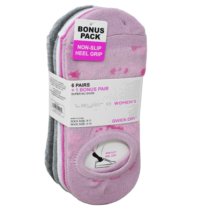 7pk LAYER 8 LADIES WHITE SNEAKER LINERS SIZE 9-11 C/P 60