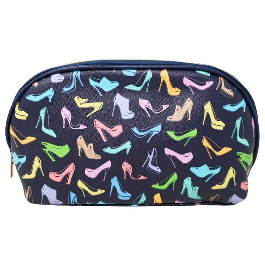 *OUTSIDE CA* LRG NAVY DOME COSMETIC BAG W/PRINTED HEELS CLEMENTINE AND JANE C/P 40
