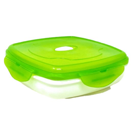 7" Square Food Container, Lime Lid C/P 33