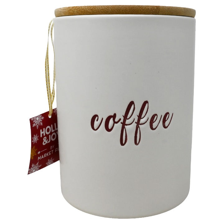Coffee Canister Bamboo Lid C/P 16 Holly & Joy