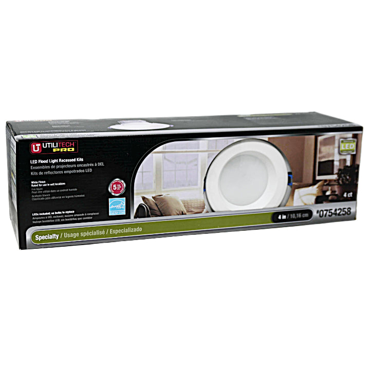4pk 4" Rec Lighting Kit White Trim UTILITECH (754258) C/P 2