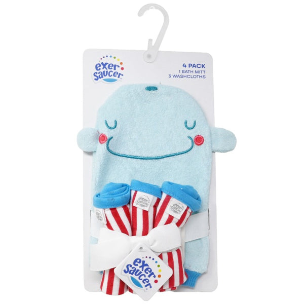 4pc BWhale Washcloths Mitt Set C/P 36 Exersaucer