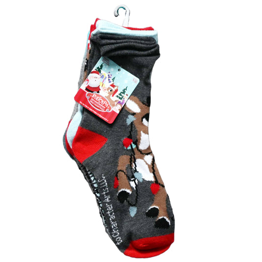 5pk RUDOLPH HOLIDAY LIGHTS CREW SOCKS SIZE 6-8 C/P 60