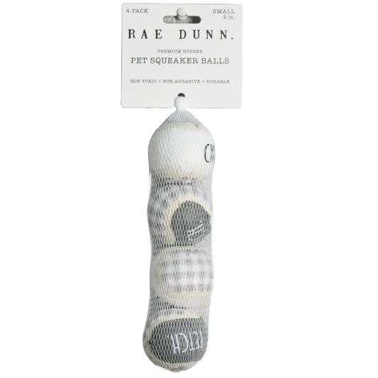4pk 2" GRAY BUFFALO PLAID SQUEAKER TENNIS BALL PET TOY RAE DUNN C/P 48