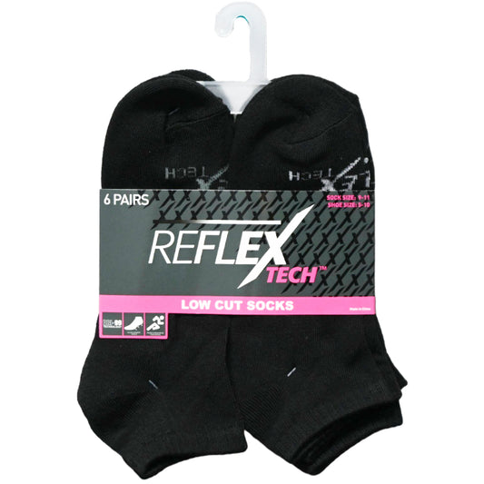 6pk LADIES BLACK CUSHIONED LOW CUT SOCKS SIZE 9-11 C/P 36