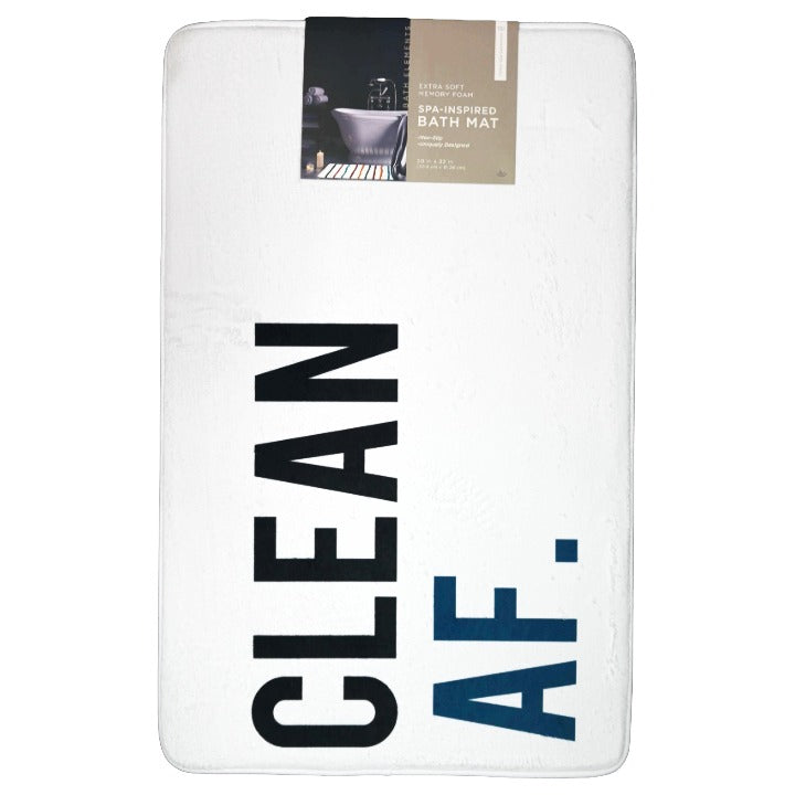 20X32" WHITE MICROFIBER PRINTED FOAM BATHMAT BATH ELEMENTS C/P 20