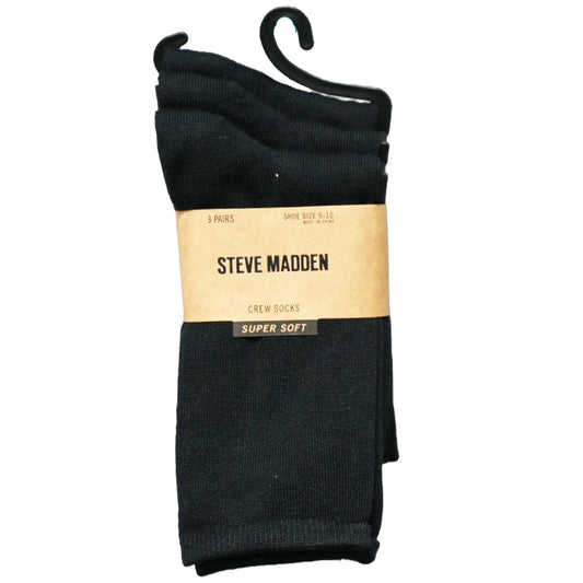3pk WOMEN SUPER SOFT CREW SOCKS STEVE MADDEN C/P 36