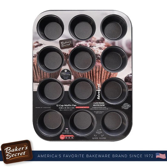 Baker's Secret 12 Cup 13inch Muffin Pan, Advanced Collection C/P 6
