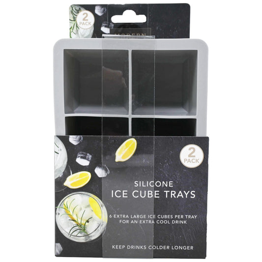 2pk Gry 6 Square Sil Ice Cube Trays C/P 24
