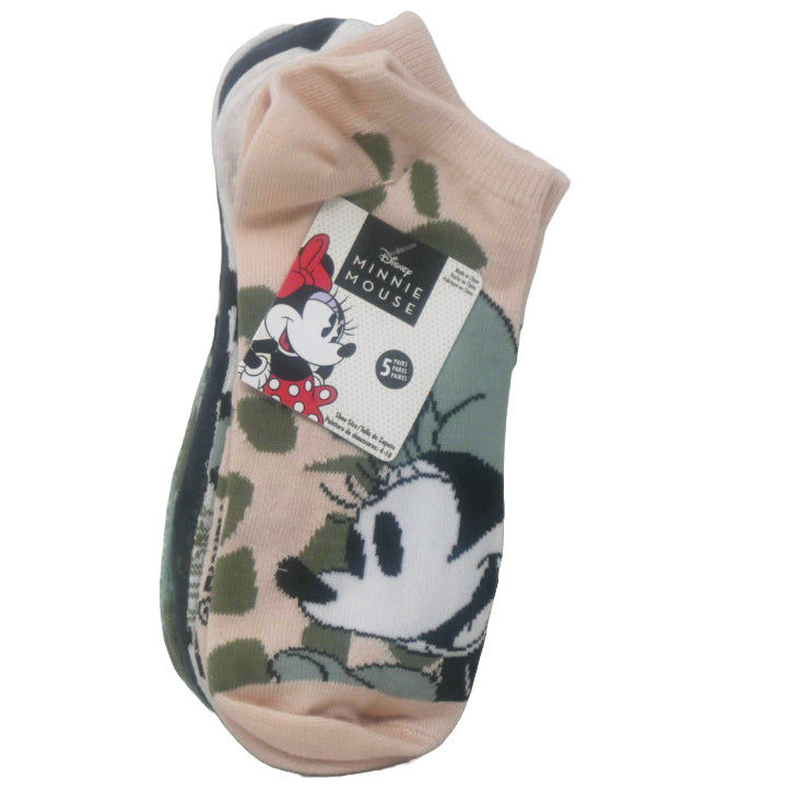 5pk WOMEN MINNIE MOUSE WILD THINGS NS SOCKS SIZE 9-11 C/P 60