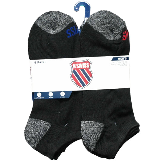 6PK 10-13 MENS HF CSH LC MARLED SOCKS K-SWISS C/P 36