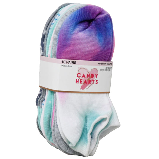 10pk GIRLS TIE DYE UNICORN SOCKS SIZE 6-8 C/P 40