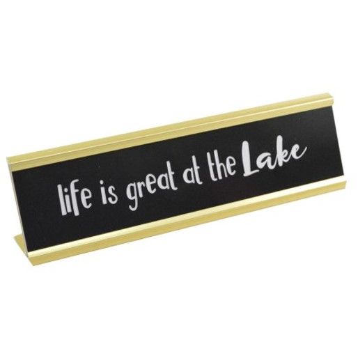 8x2 LIFE IS GREAT AT THE LAKE Print Metal Tabletop Plaque C/P 24