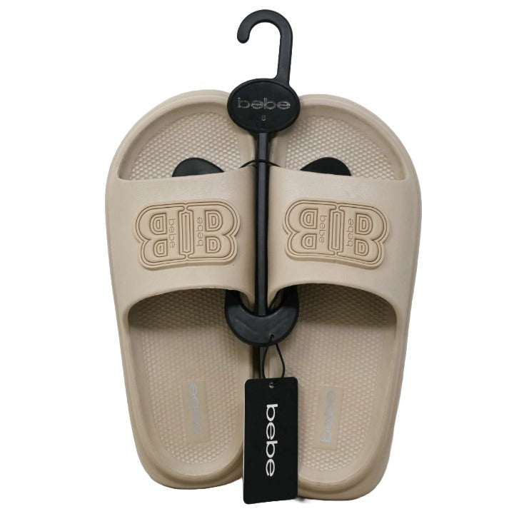 TAUPE BEBE WOMEN EVA SLIDE wDOUBLE B RUBBER PATCH 5-ASST SIZE C/P 12