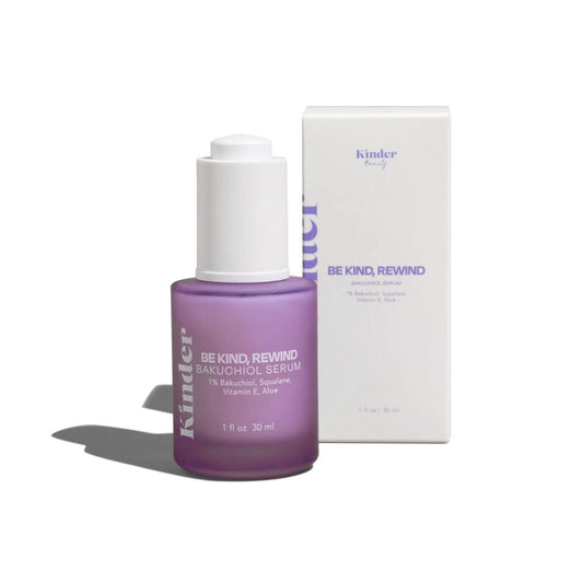 Be Kind Rewind Bakuchiol Serum Glass Bottle Kinder Beauty 1oz (1% Bakuchiol, Squalane, Vitamin E, Aloe) (Expires 4/2027) C/P 35