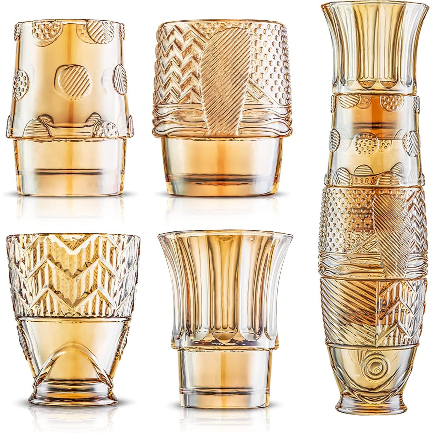 4pc STACKABLE FISH SHAPE WHISKEY GLASSES C/P 8