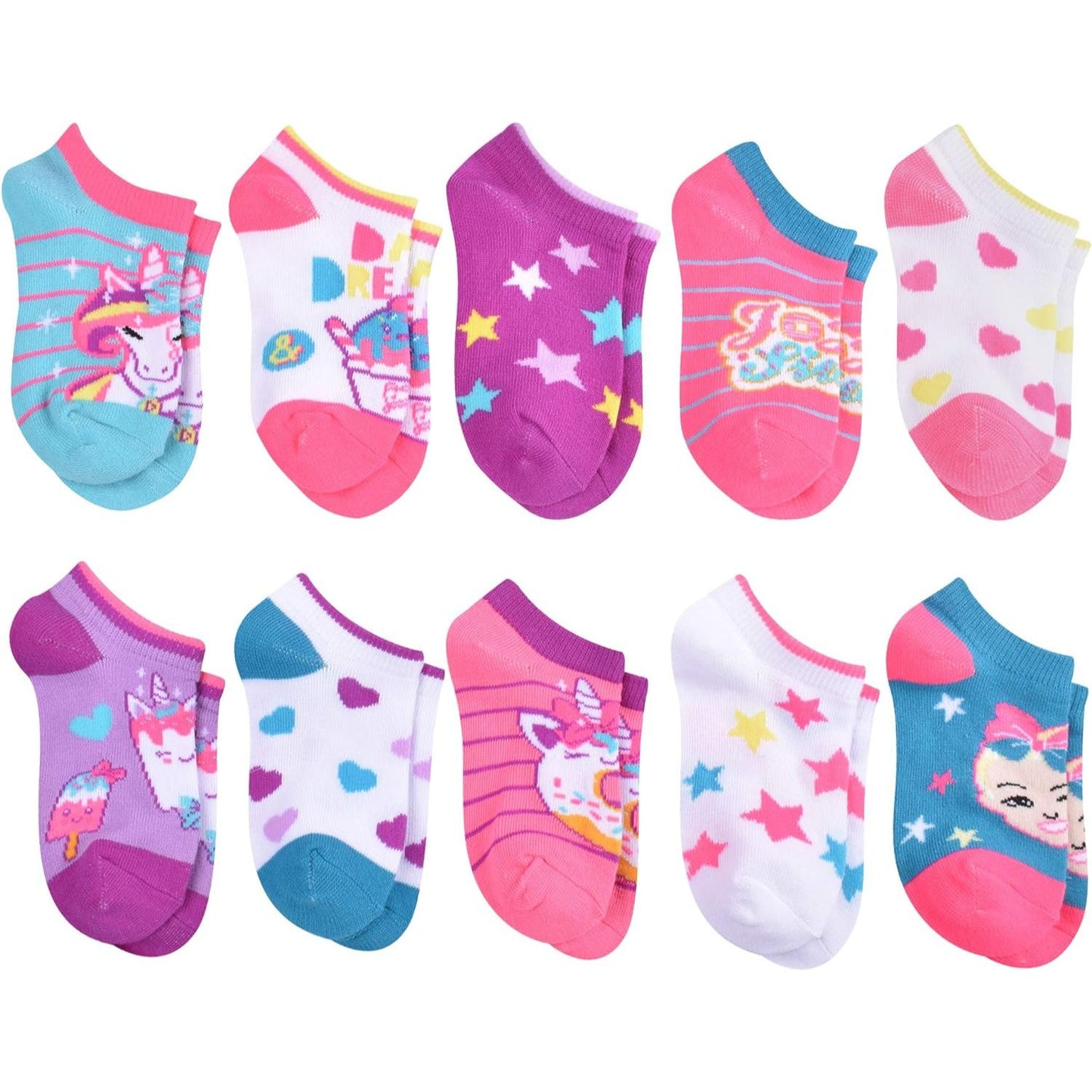 10pk JOJO SIWA DAY DREAMS NS SOCKS SIZE 4-6 C/P 60