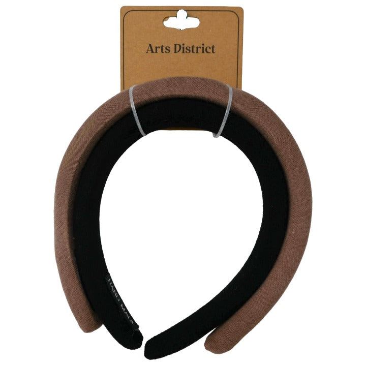 2pk Headband Set Thick Knit Tan and Black C/P 100