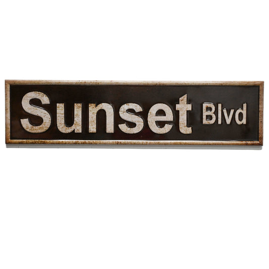 32"x8" EMBSSD SUNSET BLVD METAL WALL SIGN C/P 8