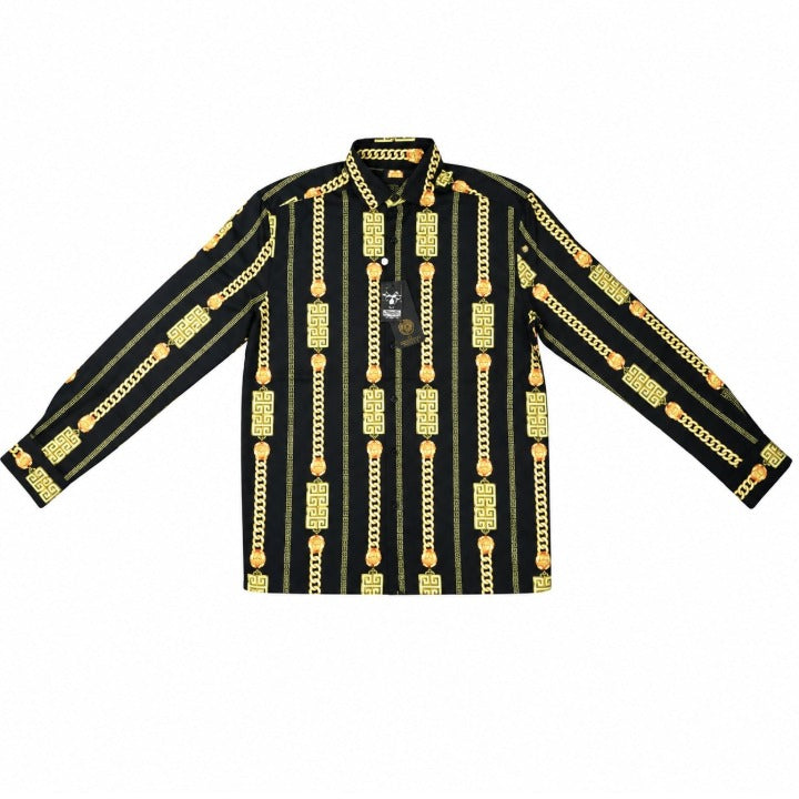 Blk Gld LS Lion Shirt C/P 60 Drill Clothing Co.
