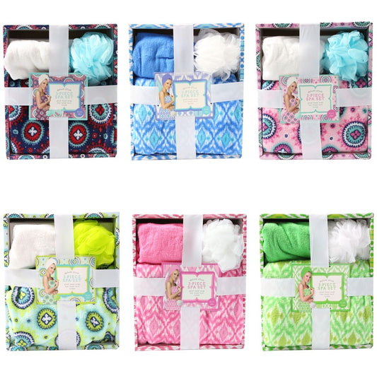 3pc SPA SET DELUXE PLUSH, 6 ASSORTED C/P 48