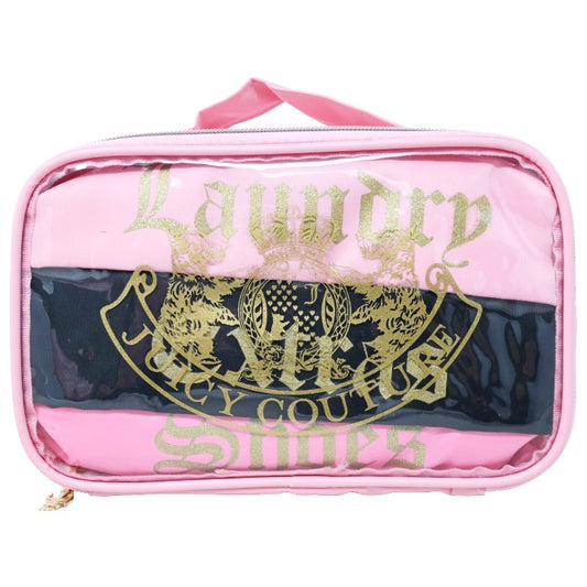 4pc PINK & BLACK NYLON & CLEAR PVC LAUNDRY BAG SET JUICY COUTURE C/P 24
