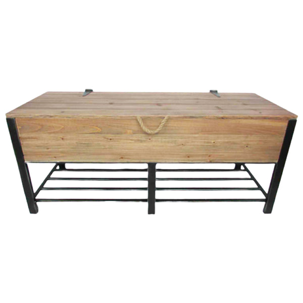 Chest Bench Open Top Wood Metal Frame 20.5"Hx48"Lx17.1"W C/P 1