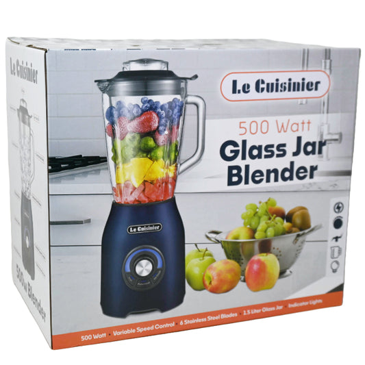 Glass Jar Blender 500w Indigo Blue Le Cuisinier C/P 2